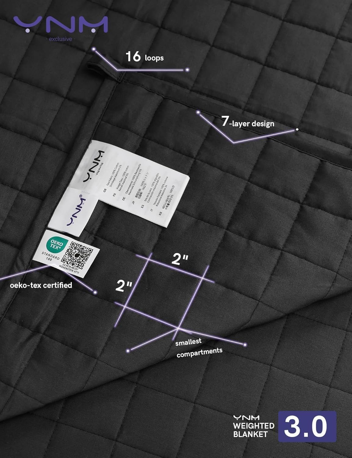 YnM Exclusive 10lb Soothing Cotton Weighted Blanket with Cotton Duvet Cover Bundle,Ideal for Twin Bed(41x60 Inches, Dark Grey)