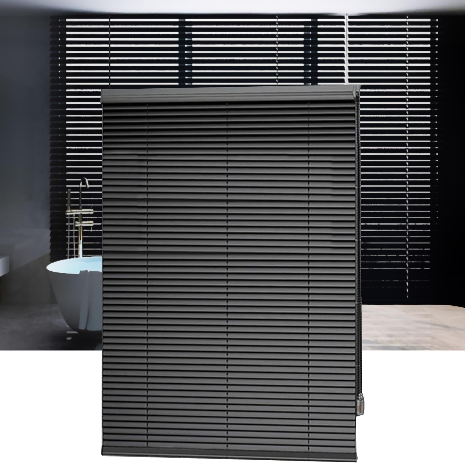 Persianas Venecianas de Aluminio,Estor Que Filtran la luz con Lamas de 25mm,Persianas de Interior para Ventanas y Puertas,Negro,Personalizable (125cm x 200cm)