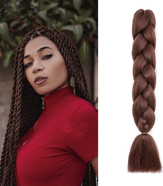 60cm Extensiones de Pelo Trenzas Africanas Castaño Oscuro Extensiones para Trenzas Africanas 1 pcs 100g Kanekalon Pelo para Trenzas Africanas Sintetico Extensiones de Trenzado Cabello Braiding - 1