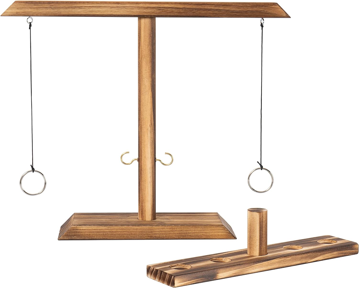 Ring Toss Shot Game - Wooden Ring and Hook Game with Shot Ladder Bundle, Great for Adults and Kids