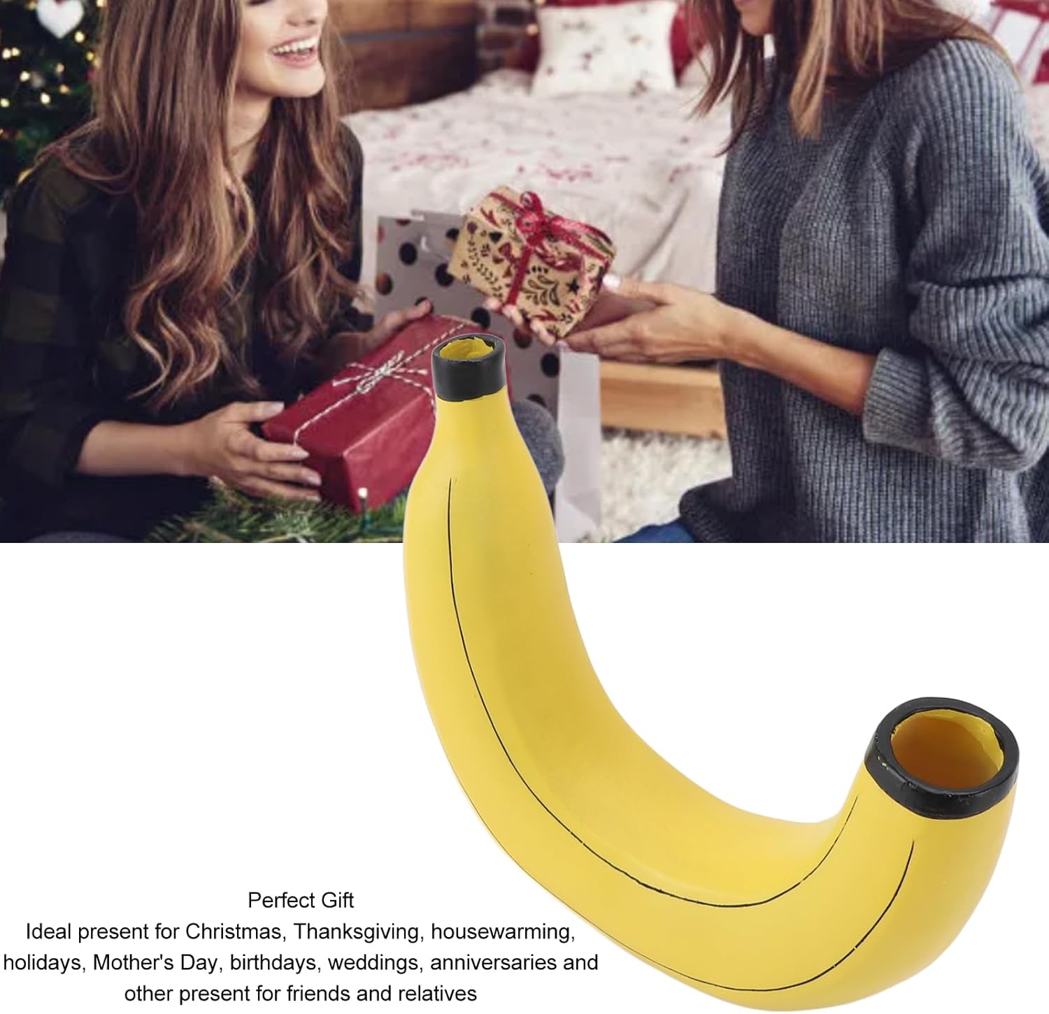 Banana Vase Decoration, Innovative Modern Fruit Shape Flower Vase, Stylish Resin Vase Ornament for Home Decor Bedroom Office Desk Farmhouse, Ideal Gift