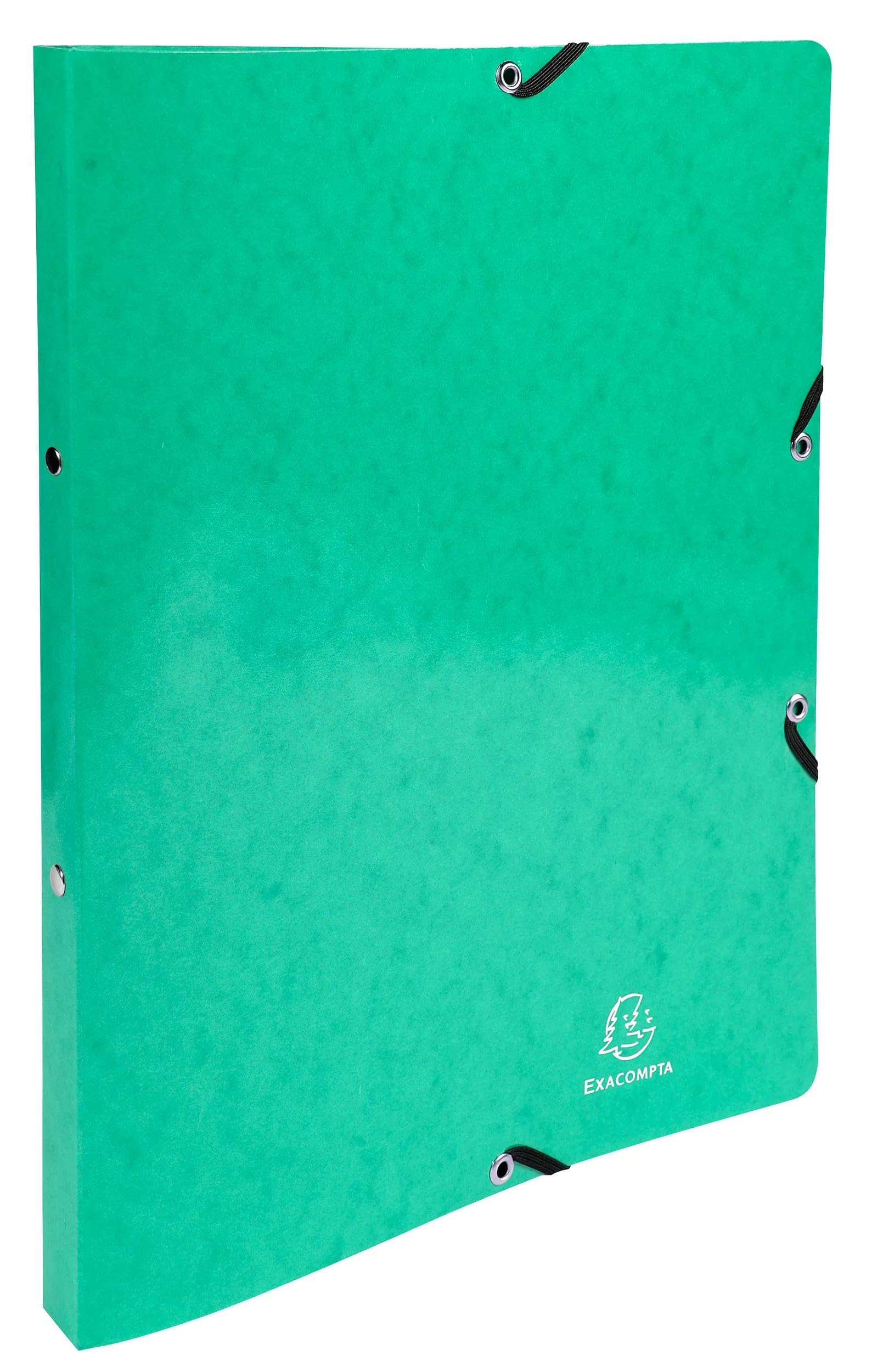 Exacompta - Rif. 54898E - Cartone da 20 raccoglitori per biglietti lucidi, con elastici, 2 anelli rotondi 15 mm, dorso 20 mm, dimensioni esterne: 32 x 25 cm, formato A4, colore verde scuro