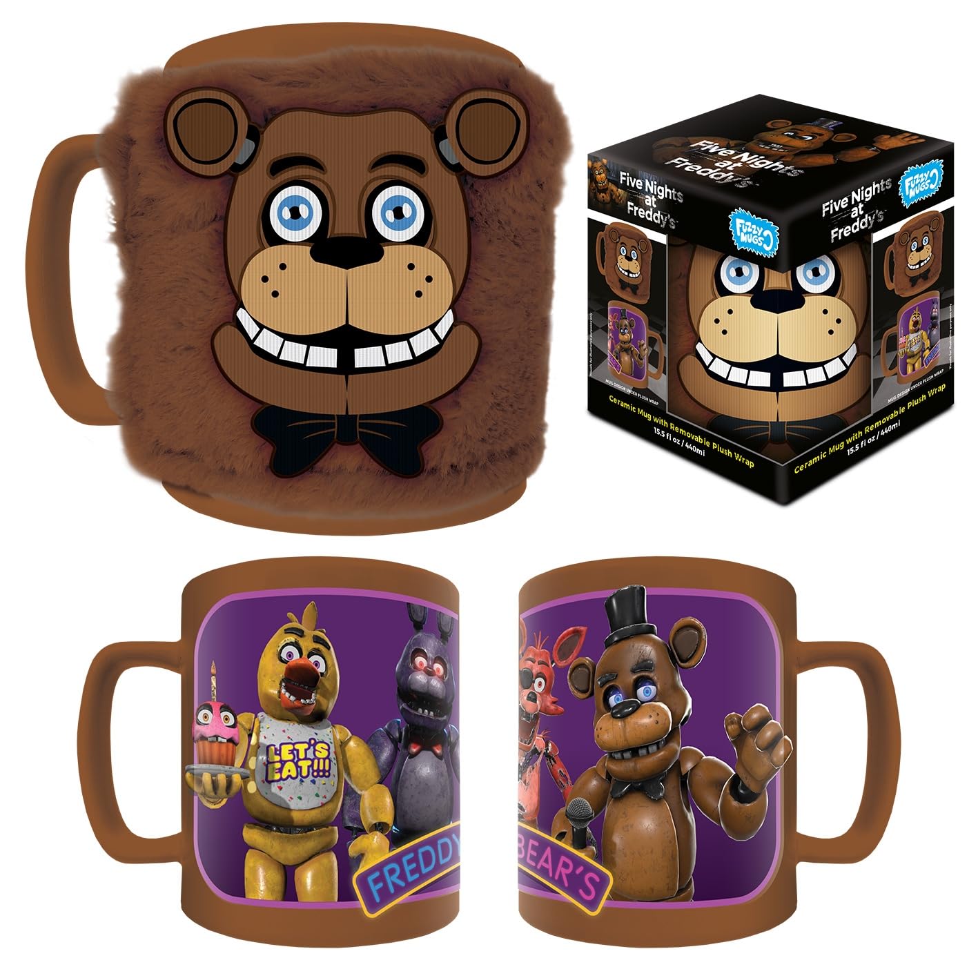 Five Nights At Freddy (Freddy & Friends Fuzzy Mug, 440ml Official Licensed Fuzzy Mug, Fan Gift Drinkware