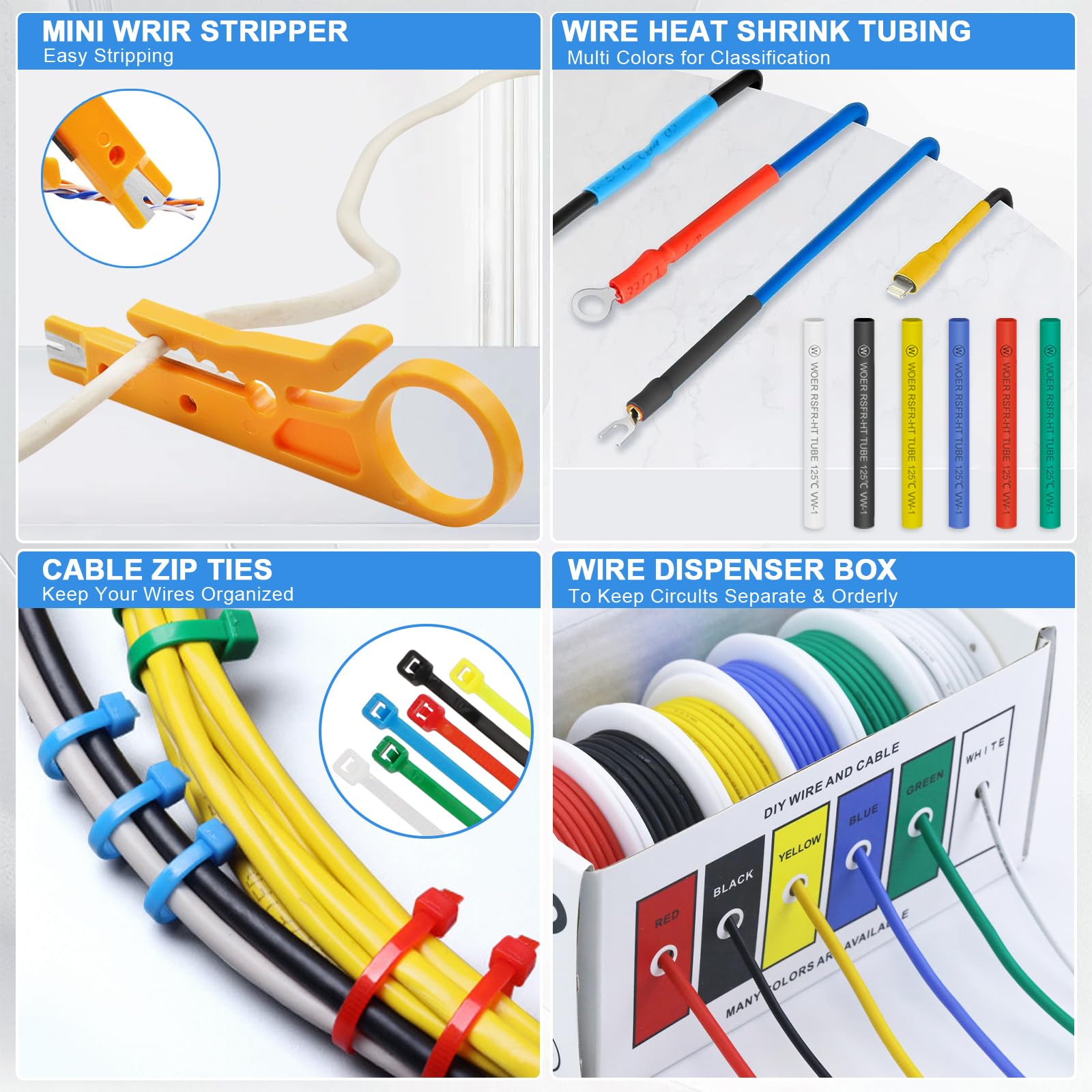 Cable eléctrico de silicona - 18AWG 0,75mm² 6 colores(cada color 8 m) Alambres eléctricos kit Alambre de cobre estañado trenzado Para bricolaje, modelos RC, lámparas, electrodomésticos, etc.