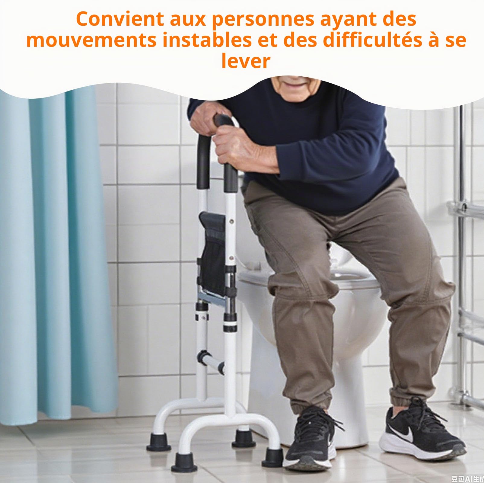 Aide Lever pour Personnes Âgées & Adulte, Aide Position Debout Hauteur Réglable, Support Redressement, Aide Marche pour Utilisation Maison, Lit, Toilettes, Canapé, Domicile (136KG Capacité)