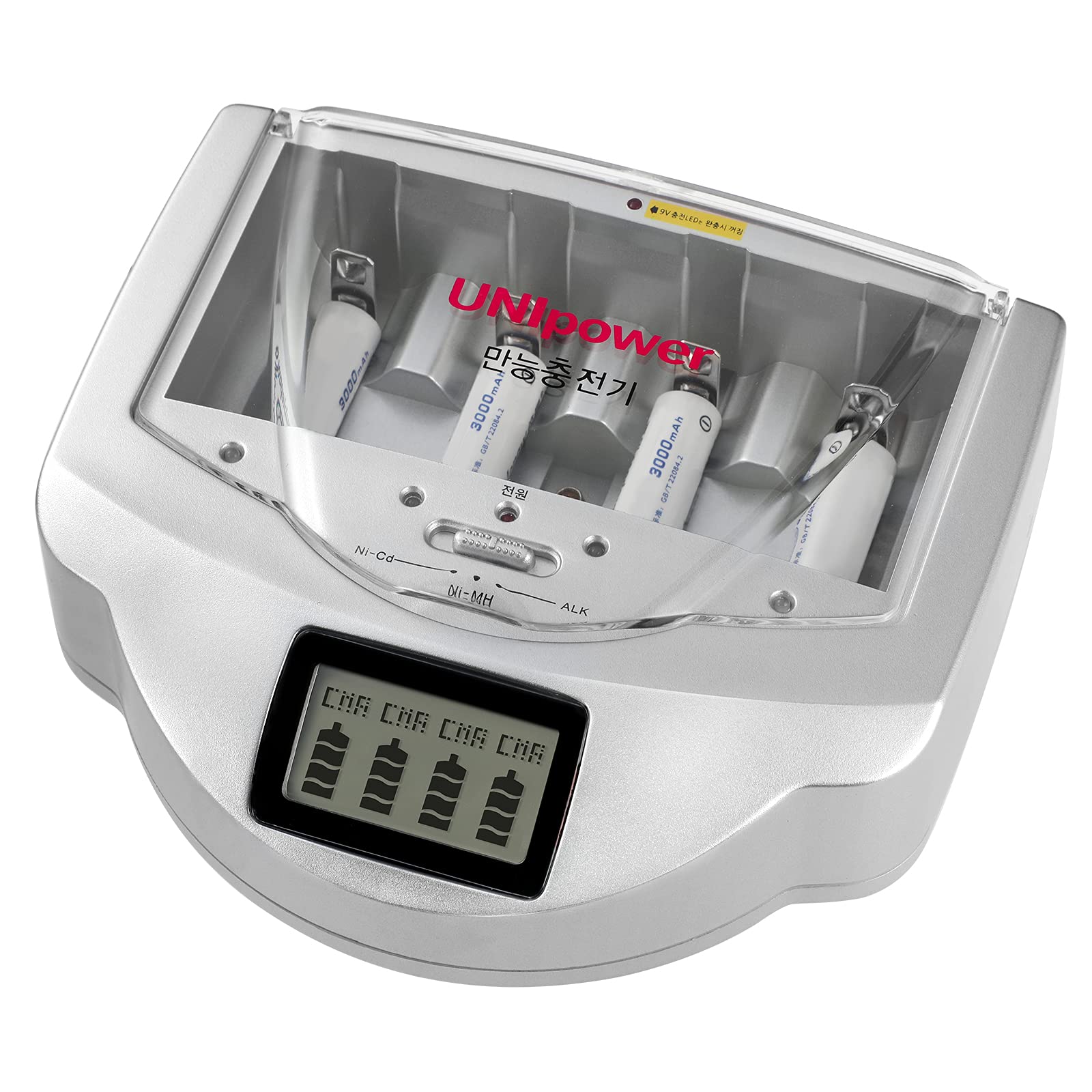 Nothers Alkaline Battery Charger,Universal Smart Battery Charger Compatible for AA, AAA, C, D, 9V Ni-MH Ni-CD Rechargeable Batteries and Alkaline Batteries,Charger with FCC & UL Certified, white