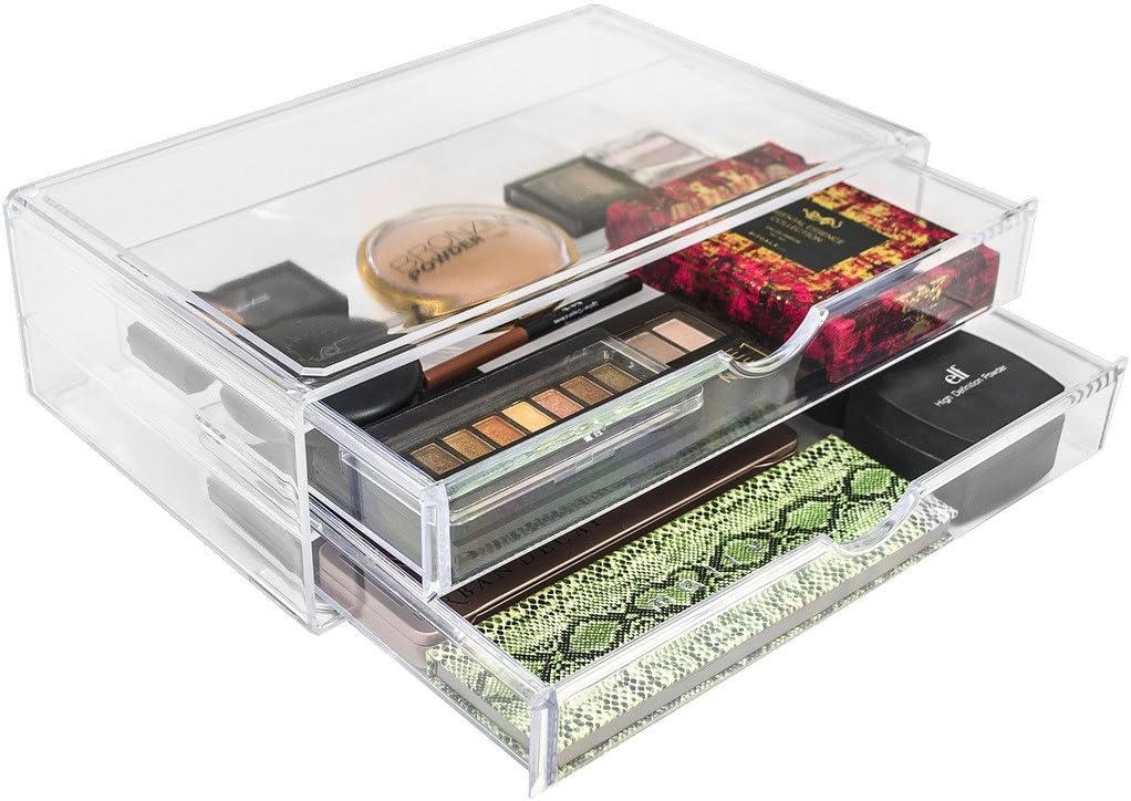 Sorbus Acrylic Cosmetics Makeup and Jewelry Storage Case X-Large Display Sets –Interlocking Scoop Drawers to Create Your Own Specially Designed Makeup Counter –Stackable and Interchangeable: Home & Kitchen