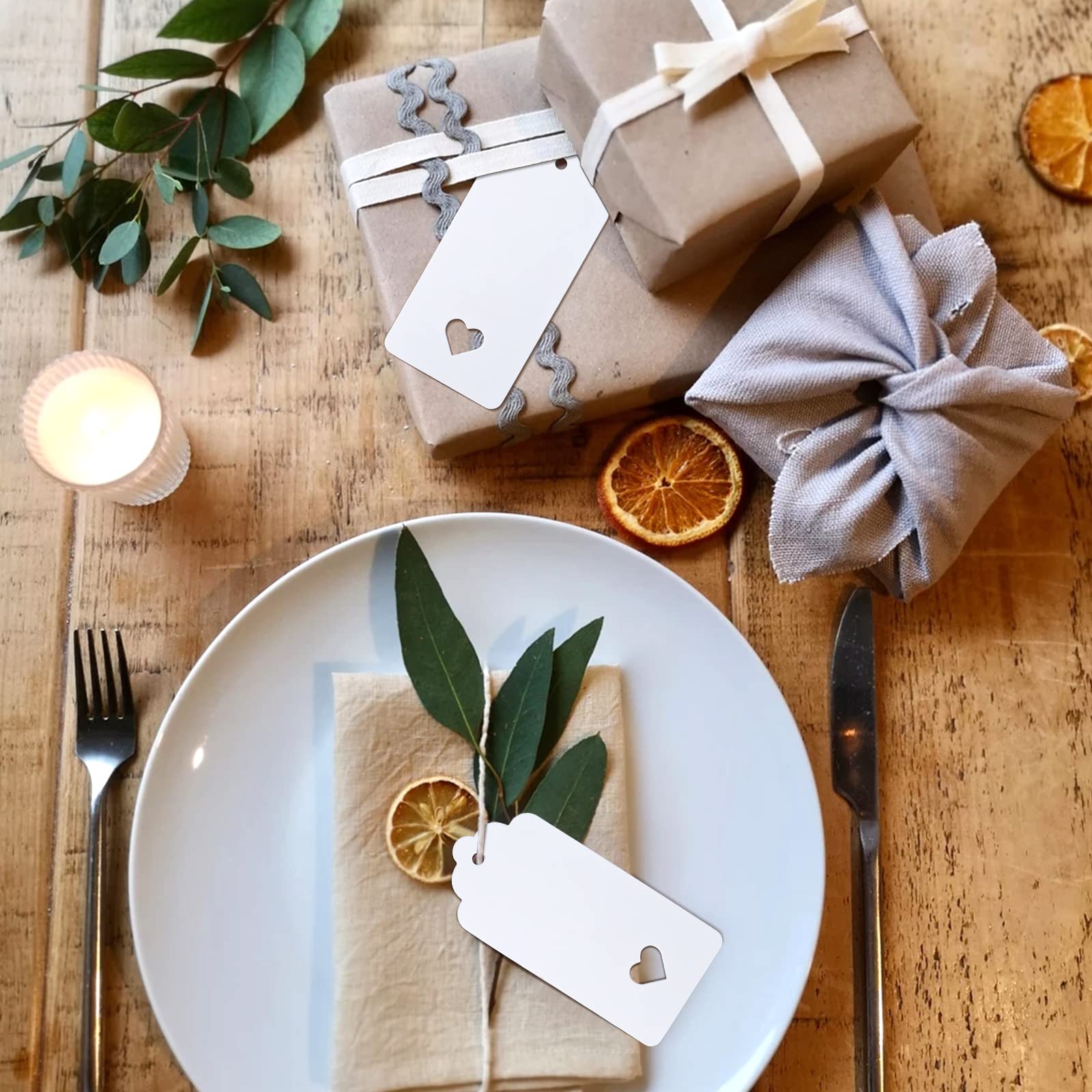 HAKACC 200 Etichette Di Carta Kraft Etichette Regalo Con Cordino - Foto 9