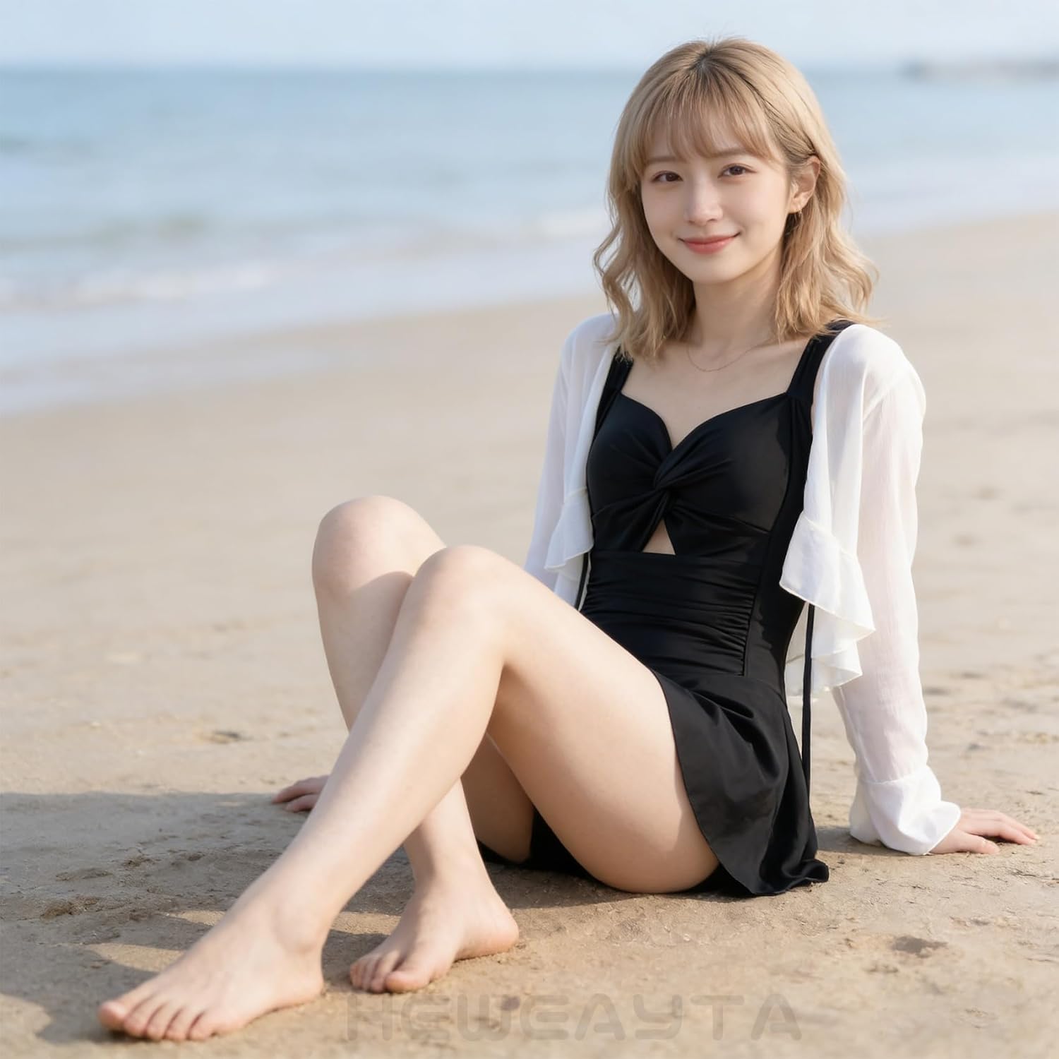 ラッシュガード付きの2点セット構成、着脱が簡単なオールインワン設計