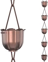 Vista 10 de Rain Chains Direct - Cadena de lluvia de cuencos en cascada - Flujo de lluvia intensa - para caídas de 8-10 pies - De alta resistencia - Tazas