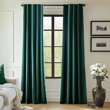 jinchan Velvet Blackout Curtains for Living Room, Thermal Insulated Luxury Drapes for Bedroom 108 Inch Long, Room Darkening Window Treatments Extra Long Drapes Rod Pocket 2 Panels, Emerald Green
