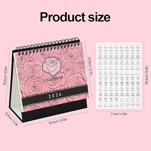 Miniatura 8 de Multibey Calendario de escritorio 2025-2026, calendario de escritorio pequeño abatible de 6.5 x 6.5 pulgadas, julio 2025-diciembre 2026, calendario