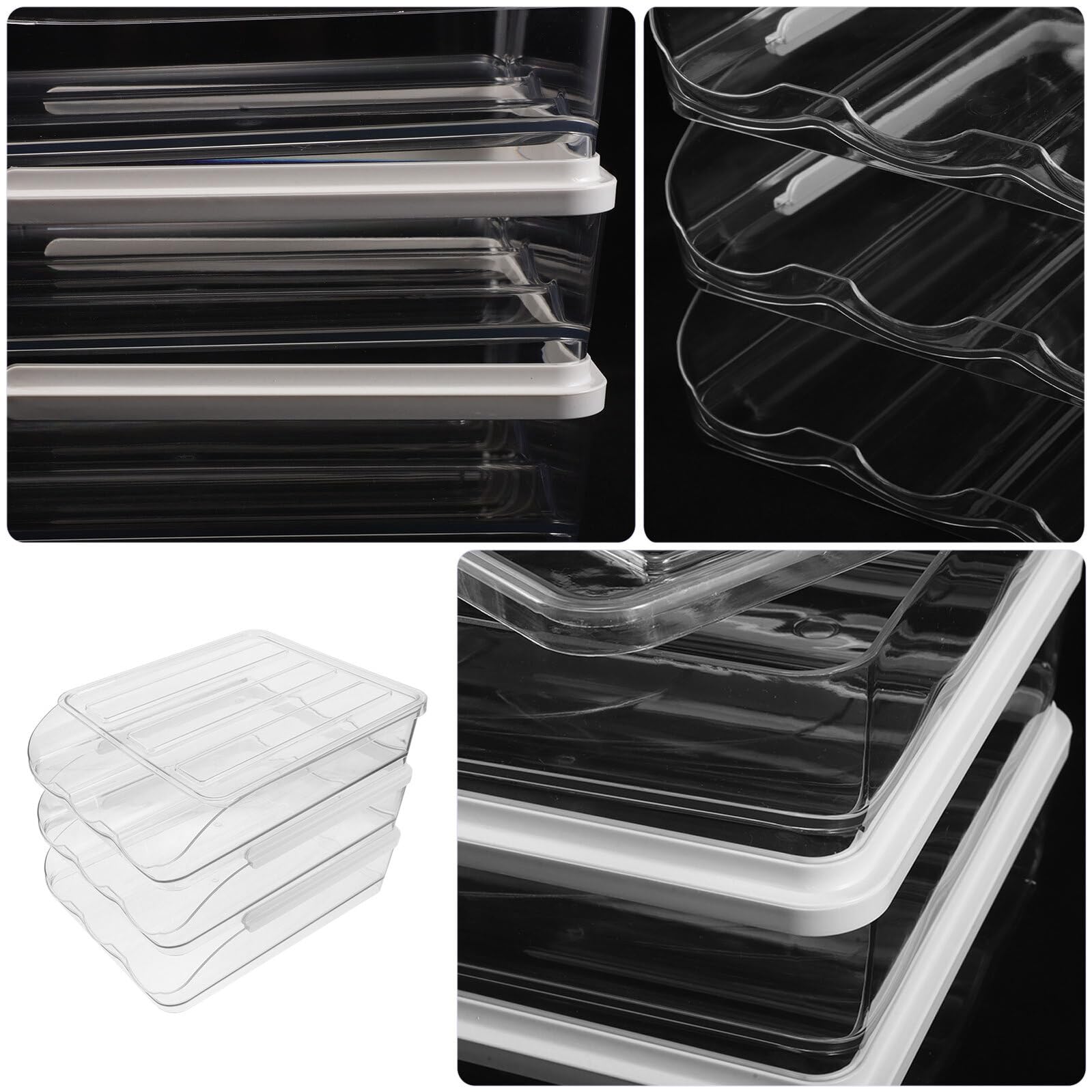 Mikinona plastic egg container kühlschrank organizer eierbehälter für kühlschranktür platzsparender rollender eierspender Speicherbehälter löschen eierhalter kühlschrankbox Transparent