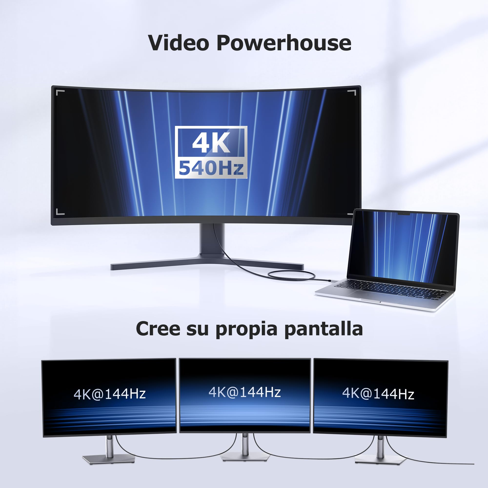 Cable Matters [Certificado por Intel] Cable Thunderbolt 5 trenzado de 80 Gbps con aumento de ancho de banda de hasta 120Gbps y carga de 240W - 1 m, compatible con Thunderbolt 4/3, USB4 y USB-C
