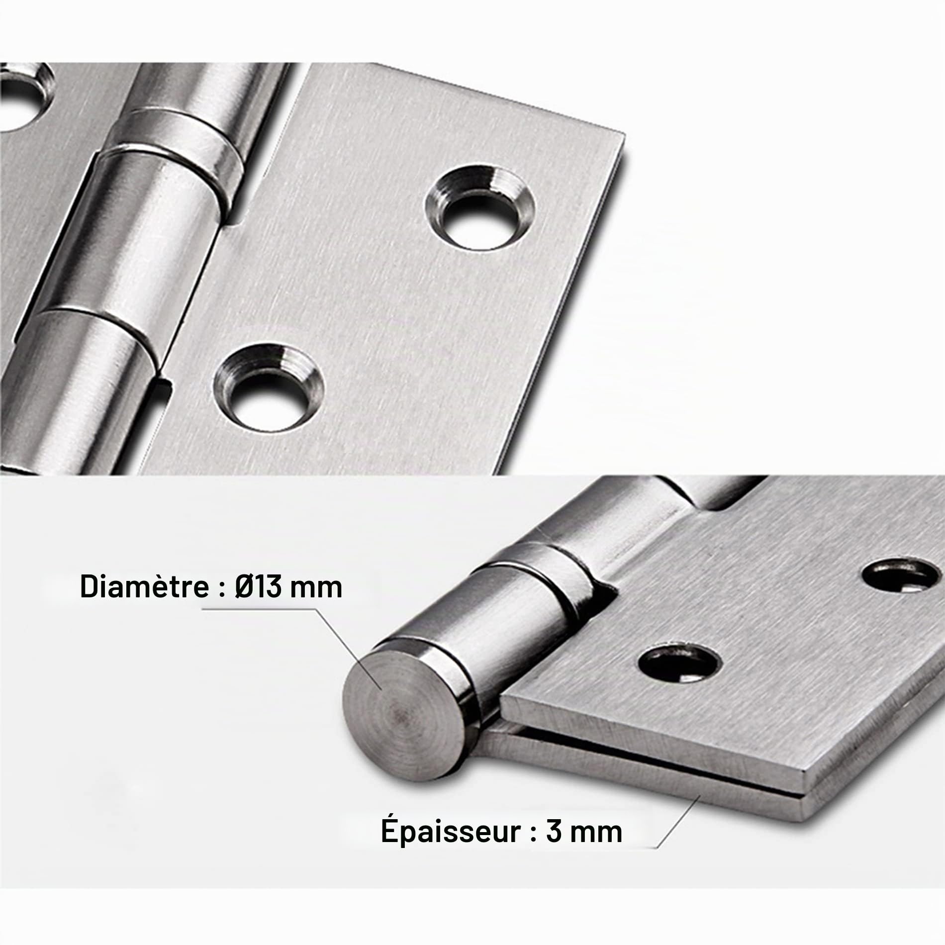 Charnières à Bout Paumelle à Visser Acier Inox à Roulement à Billes Charnière 127 x 102mm pour Portes Intérieures à Recouvrement Jusqu'à 120kg (4 Pièces)
