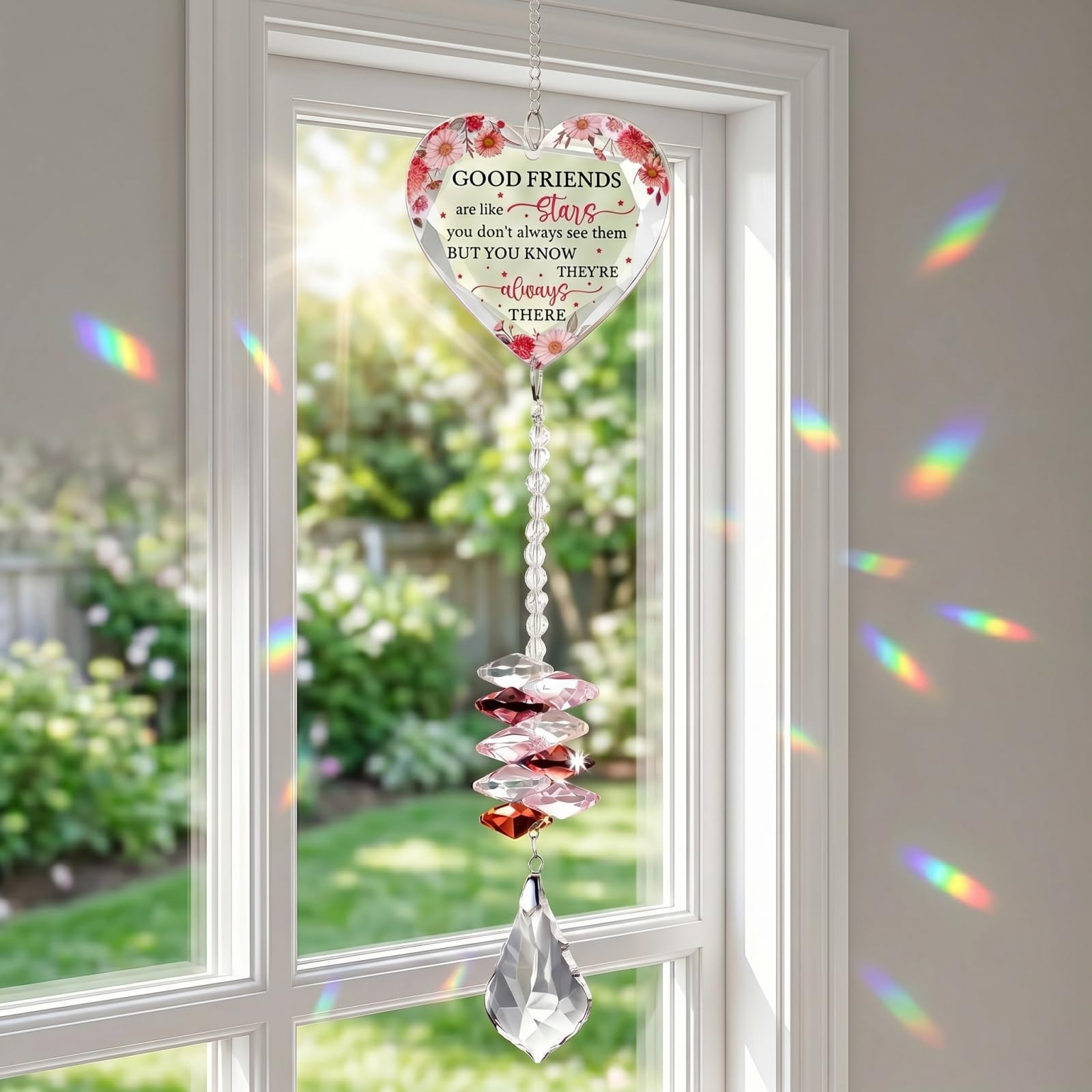 Crystal Suncatcher for Window, Garden Sun Catcher & Friendship Plaque Gift, Birthday Gift for Women, Sister Gift, Friend Gift for Women, Present for Mum & Friend for Christmas, Wedding & Anniversary