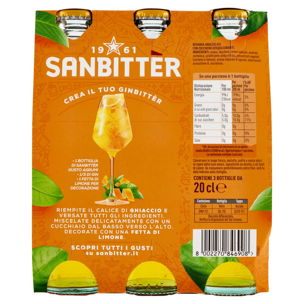 Sanbittèr Zitrusfrüchte Alkoholfreier Aperitif Italien 24 x 200ml
