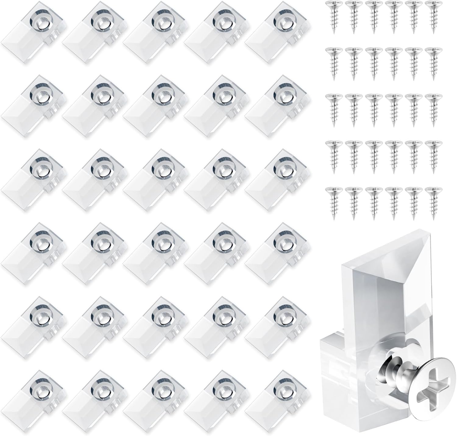 30Pcs Mirror Holder Clips,Clear Plastic Mirror Mounting Clips, Glass