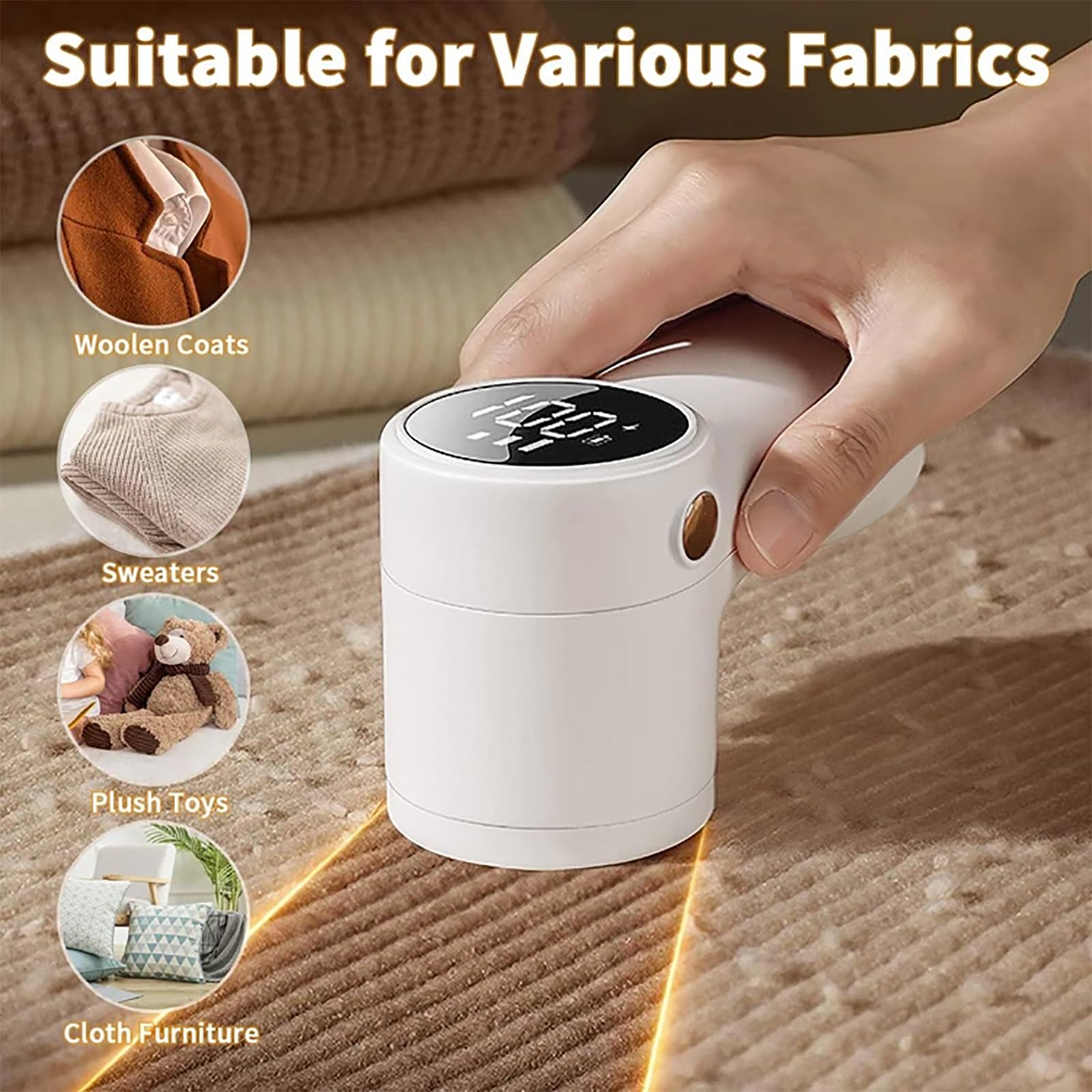 Quitapelusas Inalámbrico, Afeitadora De Telas Recargable 2 En 1 con Pantalla LED, Configuraciones De 3 Velocidades Y Cuchillas Reemplazables, Elimina Eficientemente La Bola, para Ropa, Muebles