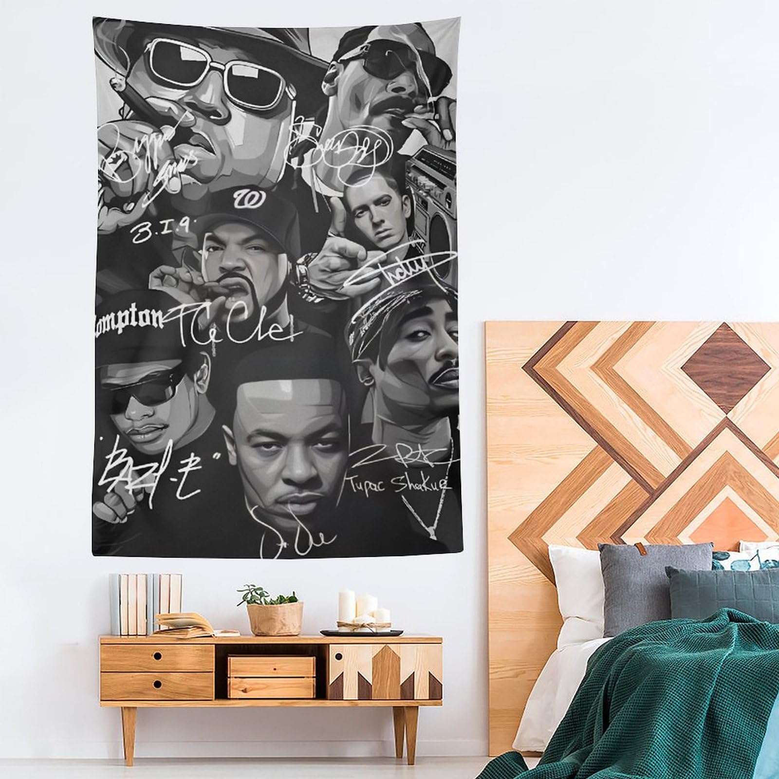 Poster da parete con motivo cantante rap hip hop con stelle (25), arazzo da parete, arazzo da parete, decorazione per soggiorno, camera da letto, 152,4 x 228,6 cm