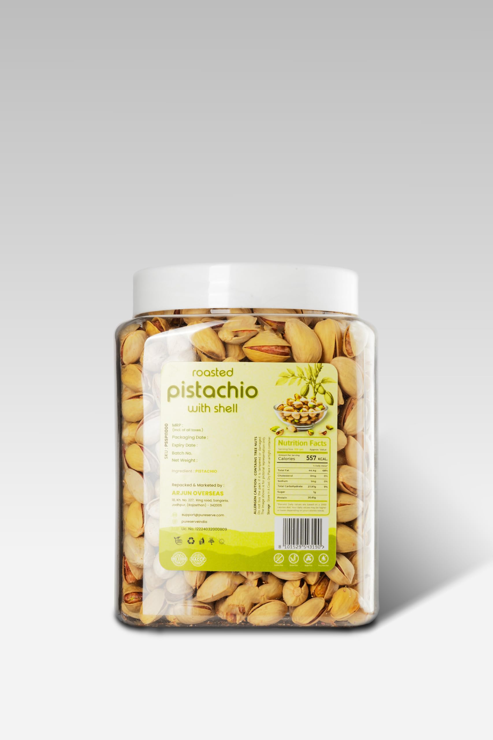 Pureserve Premium Roasted & Salted Pistachios 1Kg – Crunchy Blend | Protein-Rich, Gluten-Free Healthy Snack - Image 2 thumbnail