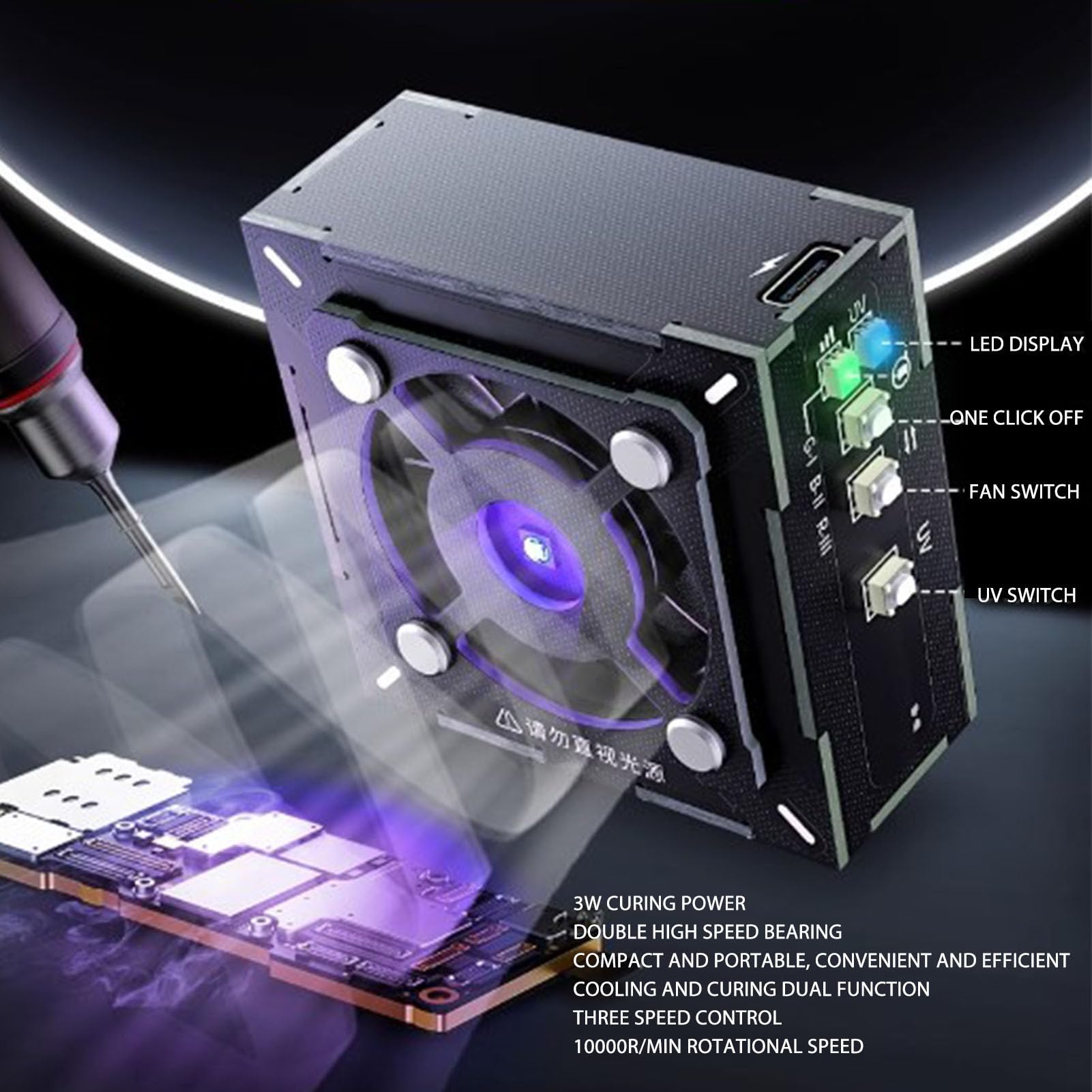 Solder Fume Extractor Fan DIY Working Fan UV Curing Smoke Remover Absorber Welding Soldering Station Rapid Heat Dissipation for Soldering Station