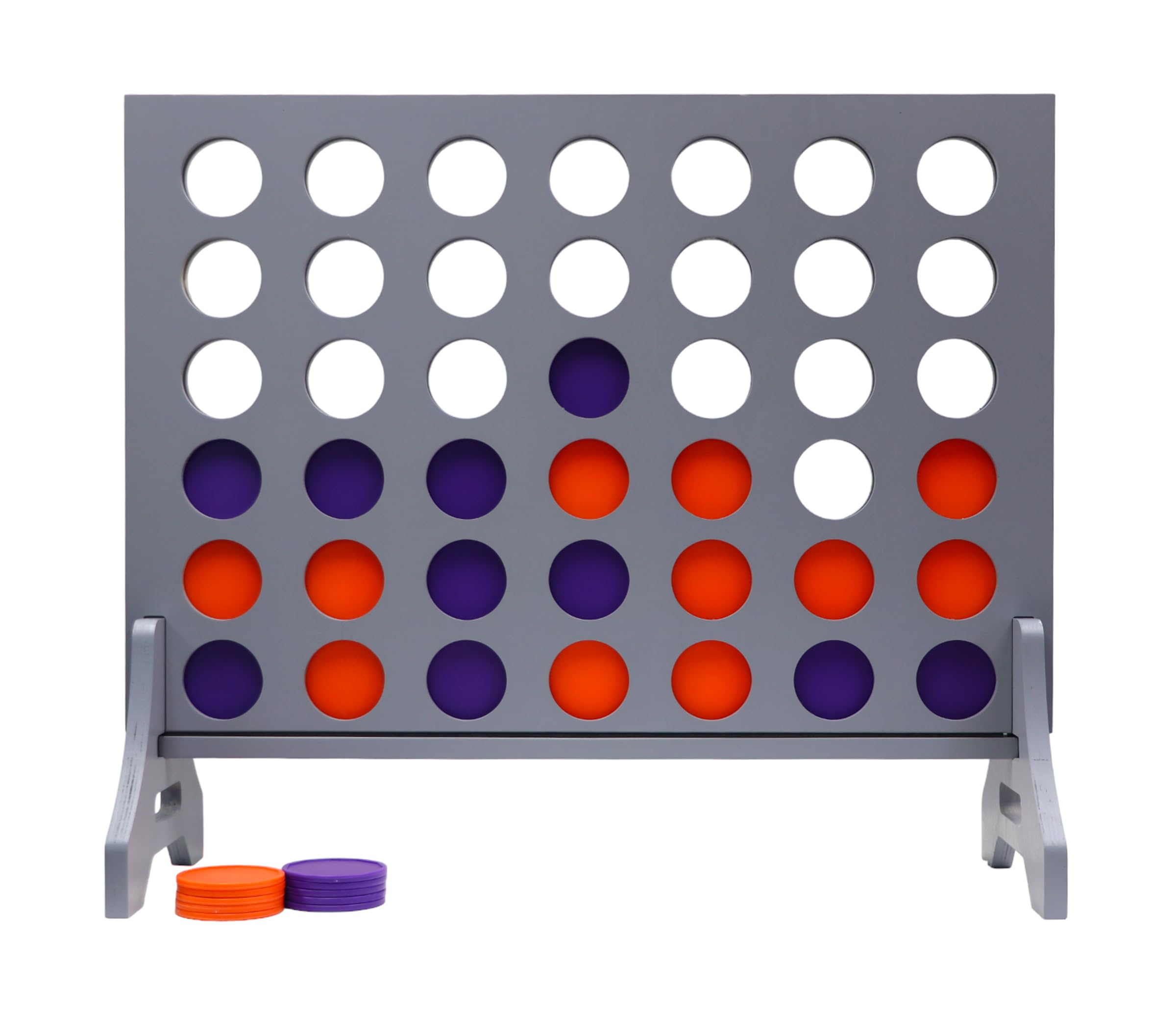 Giant 4 in a Row Game for Family &amp; Adults – Tailgating Pros Jumbo Grey Wooden Four in a Row Indoor &amp; Outdoor Yard Game for Family Party Fun, Portable Activities for Patio, Backyard, and Camping