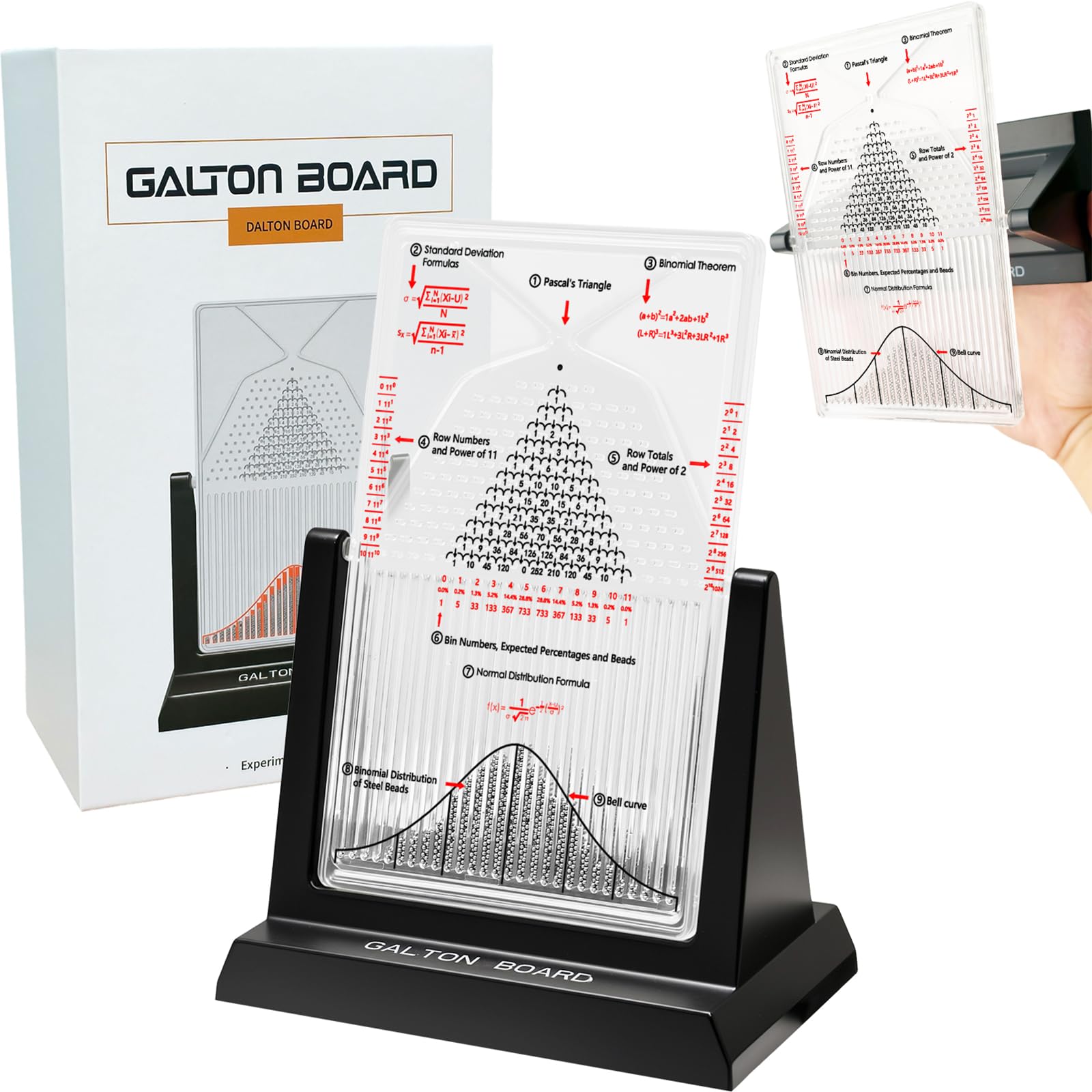 Galton Board, Silver Beads, 2.9 x 4.7 x 6.3 inches
