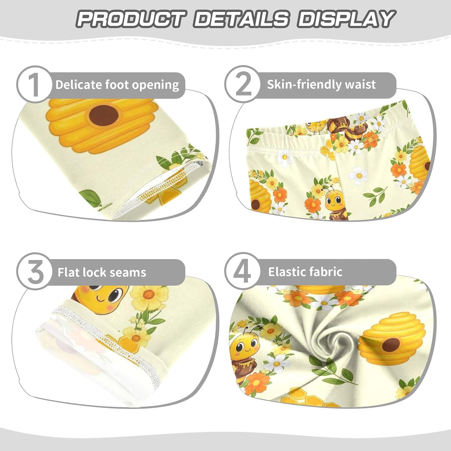 GAIREG Dance Leggings for Girls Bees Honey Cream