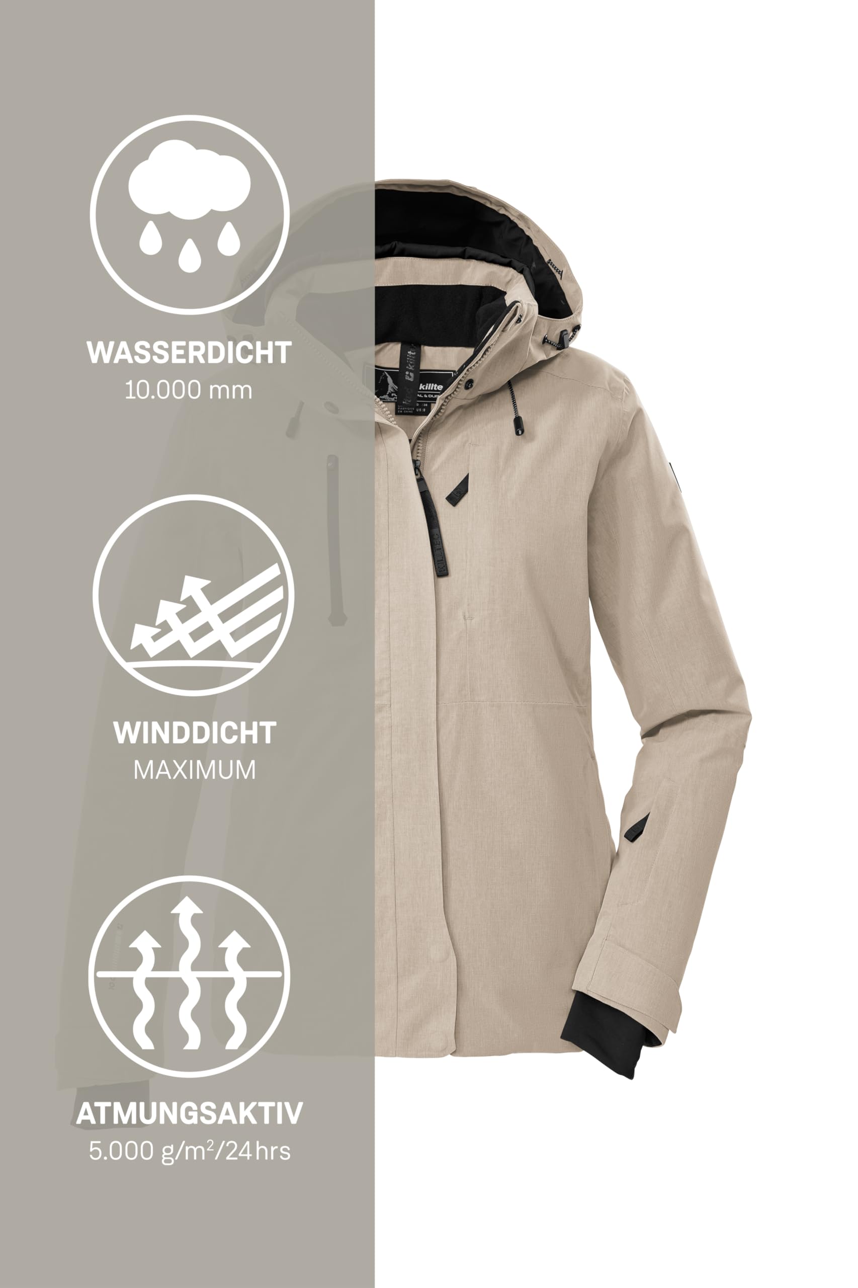 Killtec Damen Ksw 35 Wmn Ski Jckt Skijacke/Funktionsjacke mit abzippbarer Kapuze und Schneefang