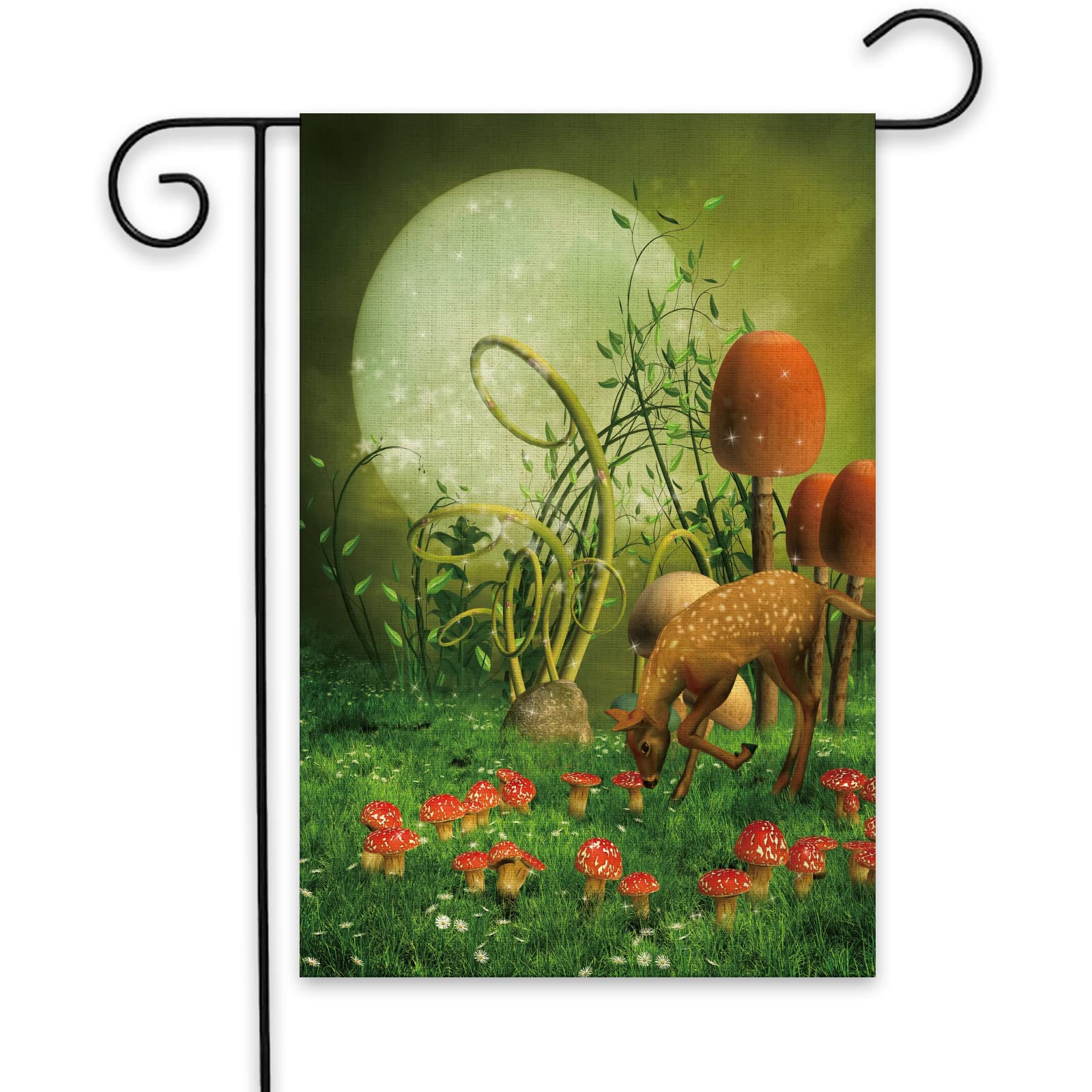 ShuanQ Spring Summer Forest Deer Garden Flag Double Sided Design Yard Flag Seasonal Outdoor Farmhouse Decoration 12.5x18 Inch