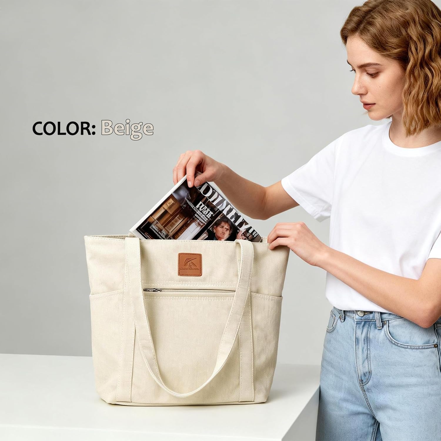 DOURR Womens Shoulder Handbags Heavy Duty Canvas Work Tote Retro Bucket Bag