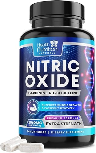 Suplemento de óxido nítrico extra fuerte L arginina 3 veces fuerza - citrulina malato, AAKG, beta alanina - refuerzo nítrico de apoyo muscular