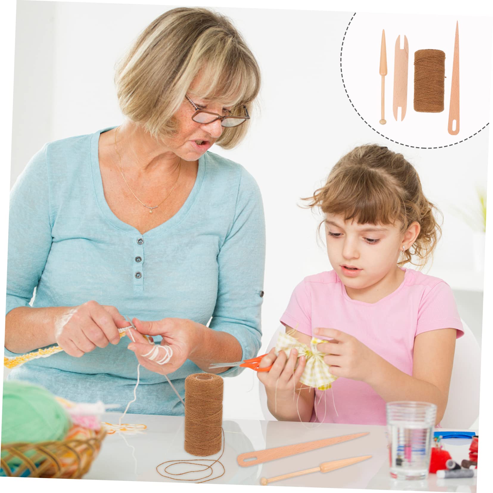 HOMSFOU 3 Ensembles Kit Outils de Tricot Ensemble de Métiers à DIY pour Adultes Aiguilles à Tricoter avec Fil Coton Activités Manuelles et Apprentissage Créatif