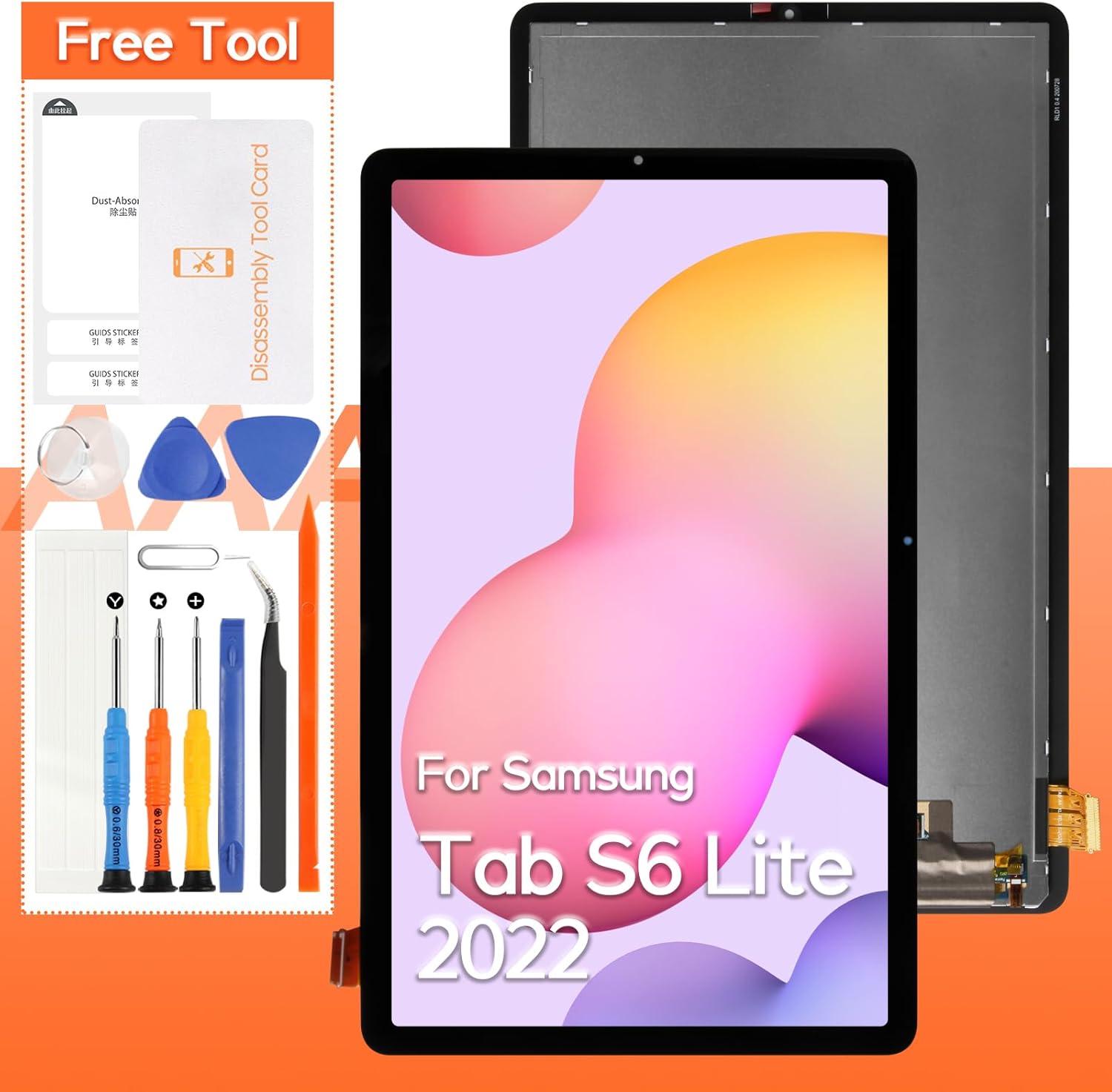 Screen Replacement for Samsung Galaxy Tab S6 Lite 2022 LCD Display SM-P613 SM-P619 Touch Screen Digitizer Full Assembly,with Tools(Black)