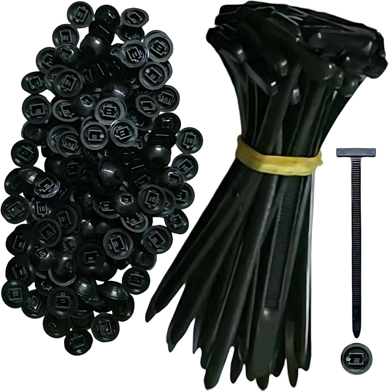 Fibbia universale per fascette stringicavo in nylon, 100/200/500 pezzi,Fascette nere, ,con design a perno e bottone,Fascette fermacavi resistenti ai raggi UV per riparazioni auto, casa e fai da te