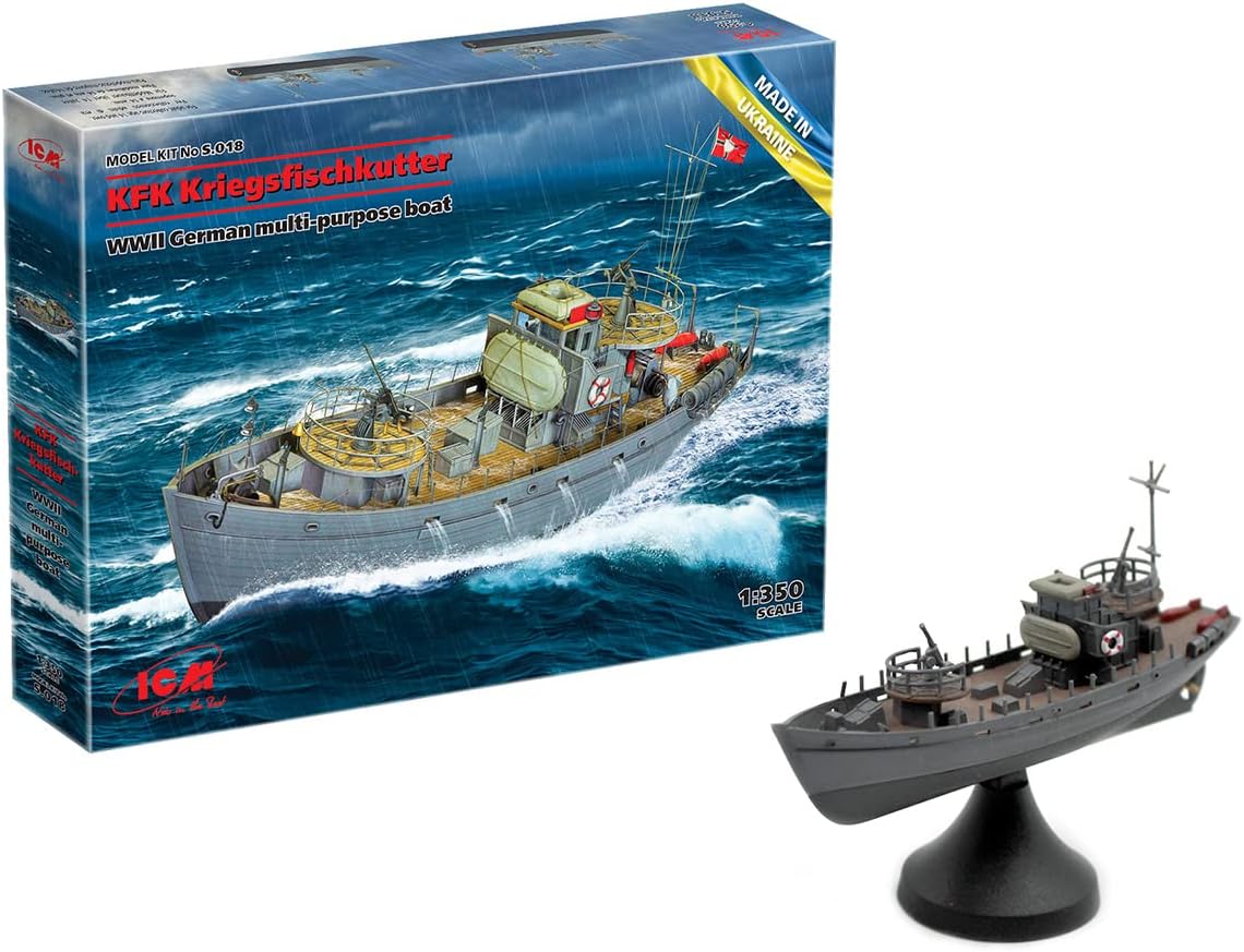 018 - Boat Model KFK Kriegsfischkutter, Plastic Millitary Ship WWII German Multi-Purpose Boat - Scale 1:350