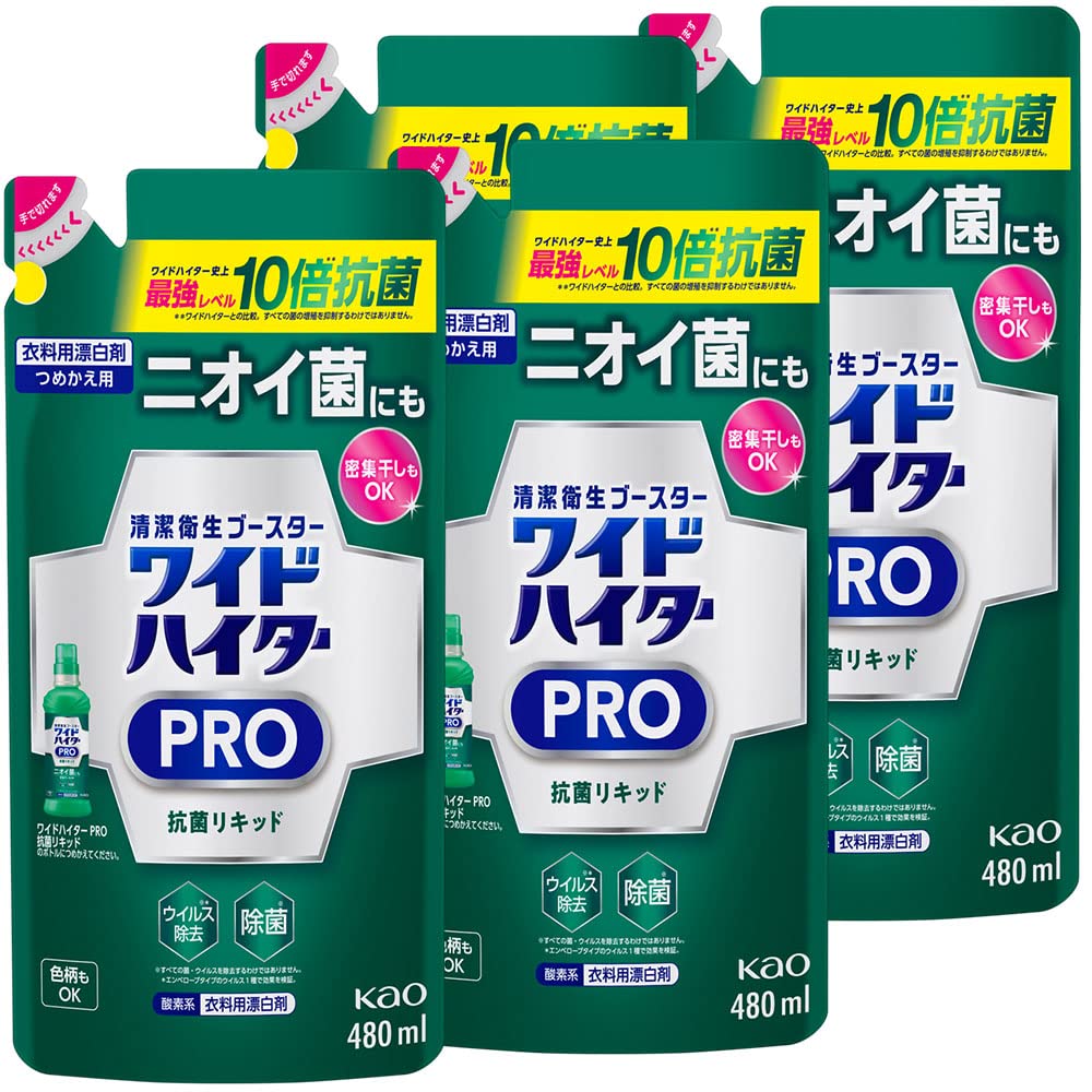 【まとめ買い】ワイドハイター PRO 抗菌リキッド 詰め替え480ml×4個