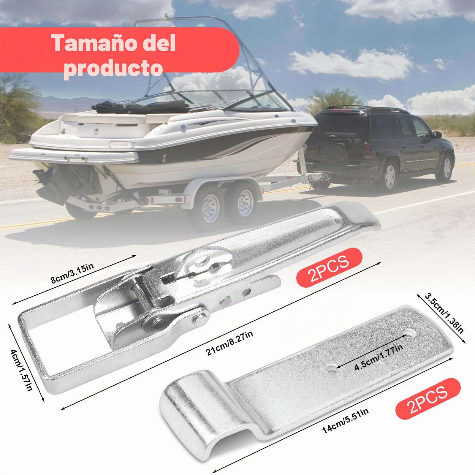 PGonline 2 piezas de cierre excéntrico, cierre de pared lateral para remolques con seguro, cierre excéntrico para remolques de coches y camiones de volteo, cierre grande (210 mm), accesorios de cierre