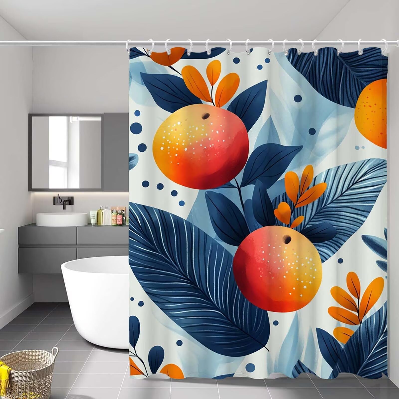 Rideau de douche 90 x 180 cm imperméable en polyester avec ourlet lesté et crochets de baignoire