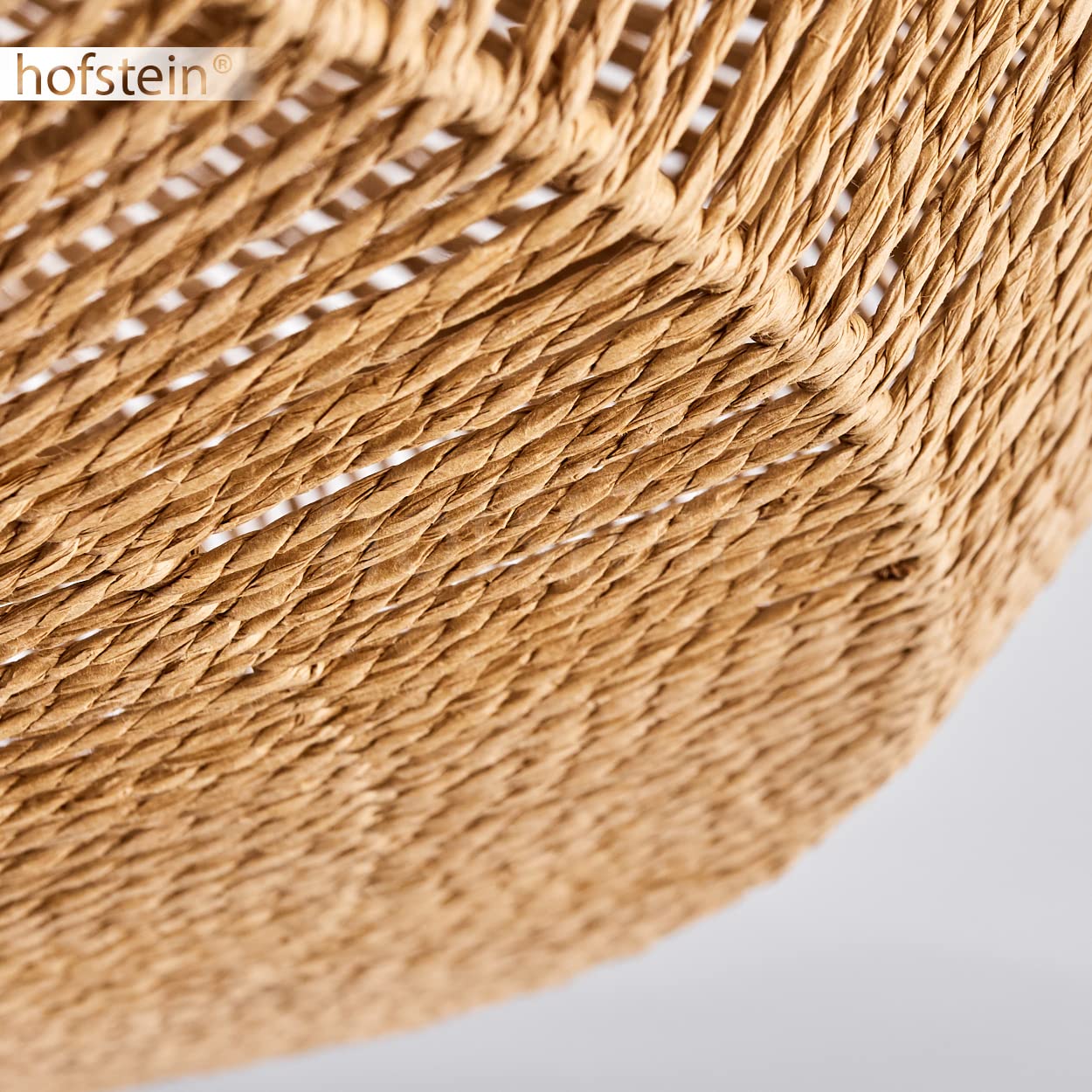 Lampada da soffitto Cassano, lampada da soffitto moderna in metallo/rattan in nero/natura, lampada dal design moderno con effetto luce, ø51,5 cm, 1 luce, 1 x E27, senza lampadina/e