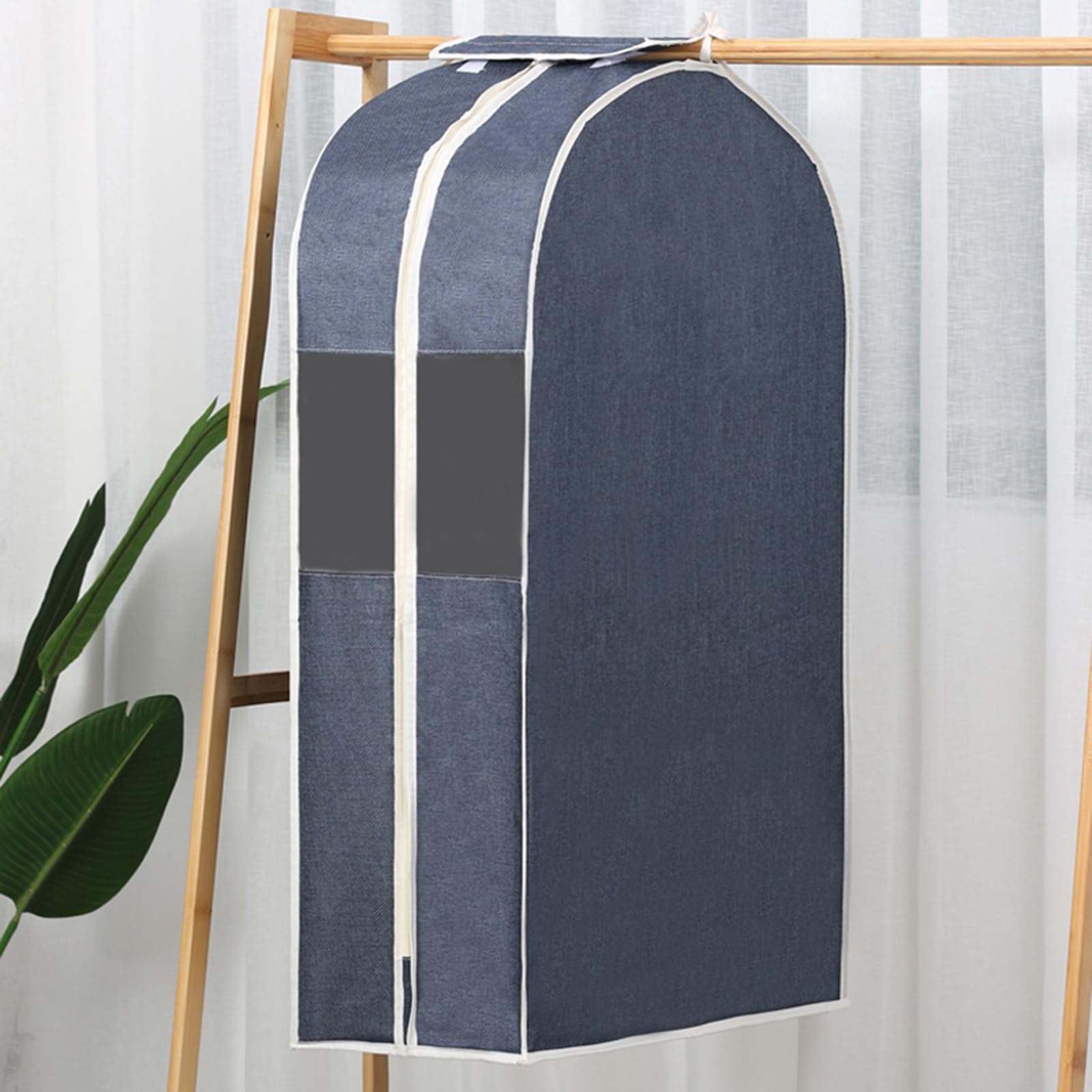 YZWZZXC Cotton and Linen Garment Covers, Home Use Three-Dimensional Dust Bags, Hanging Garment Bags for Closet Storage, with Clear Window, for Closet Storage and Travel(Blue,105*60*28cm/41*24*11in)