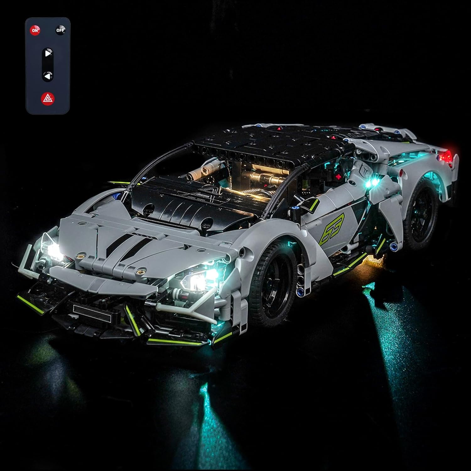 Light kit Compatible with Lego 42214 Lamborghini Revuelto Super Sports Car - No Model Only Light, LED Lighting Accessories Compatible with Lego 42214 (RC Version)