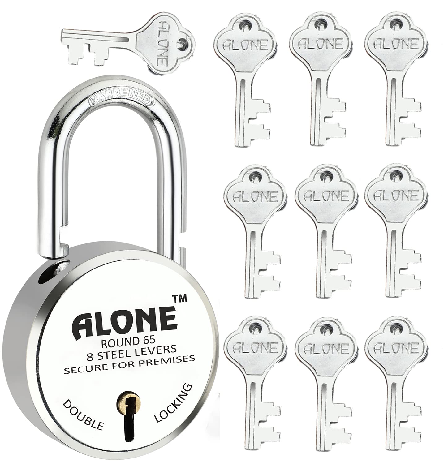 Alone Padlocks Small Size 50mm 6 Keys Lock | Hard Shackle Double Locking | Lock and Keys for Home Door Gate Shop Shutter Office, Chrome Finish Rust Resistance | Made in India (Pack of 01) — Amazon image 26