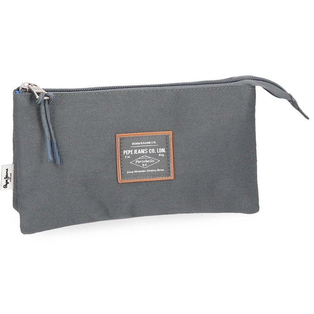 Pepe Jeans Cross Estuche tres compartimentos, color Gris