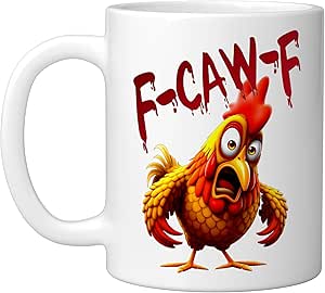 F-CAW F Funny Cow Chicken Ceramic Mug, White