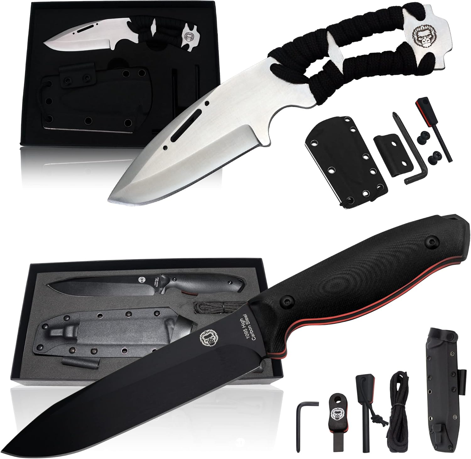 Paracord Neck Knife Giftset and Large 1095 Survival Knife