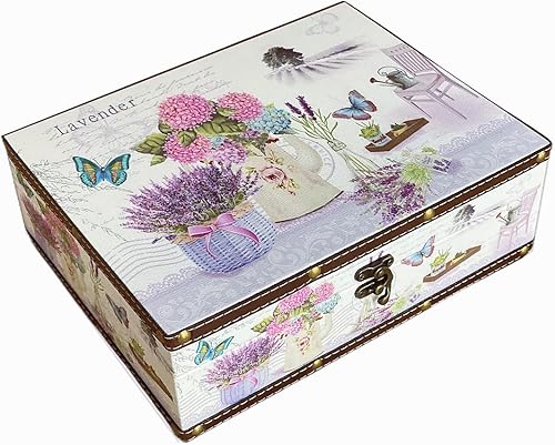 Cofre decorativo del tesoro, caja de almacenamiento de madera vintage con superficie de piel sintética para baratijas, joyas, fotos, caja de