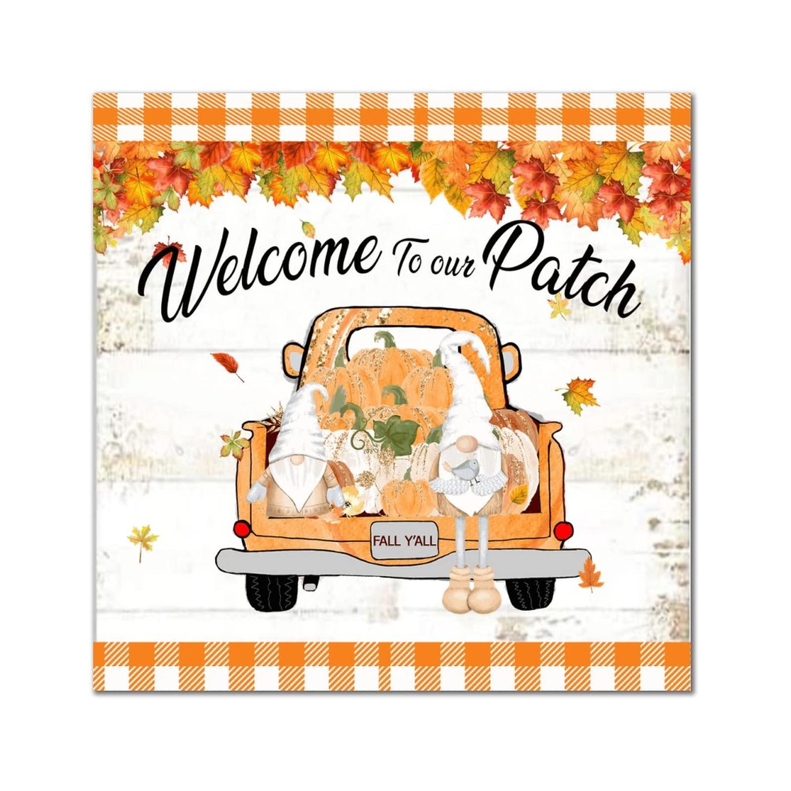 Panneau en bois Welcome to Our Patch 35x35 cm décoration camion orange
