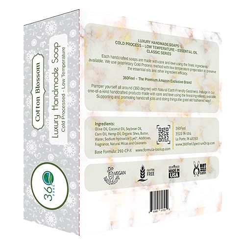 Miniatura 2 de 360Feel Jabón de algodón limpio de 5 onzas de Castilla hecho a mano - Aroma refrescante de primavera - Barra de jabón natural de aceite esencial -